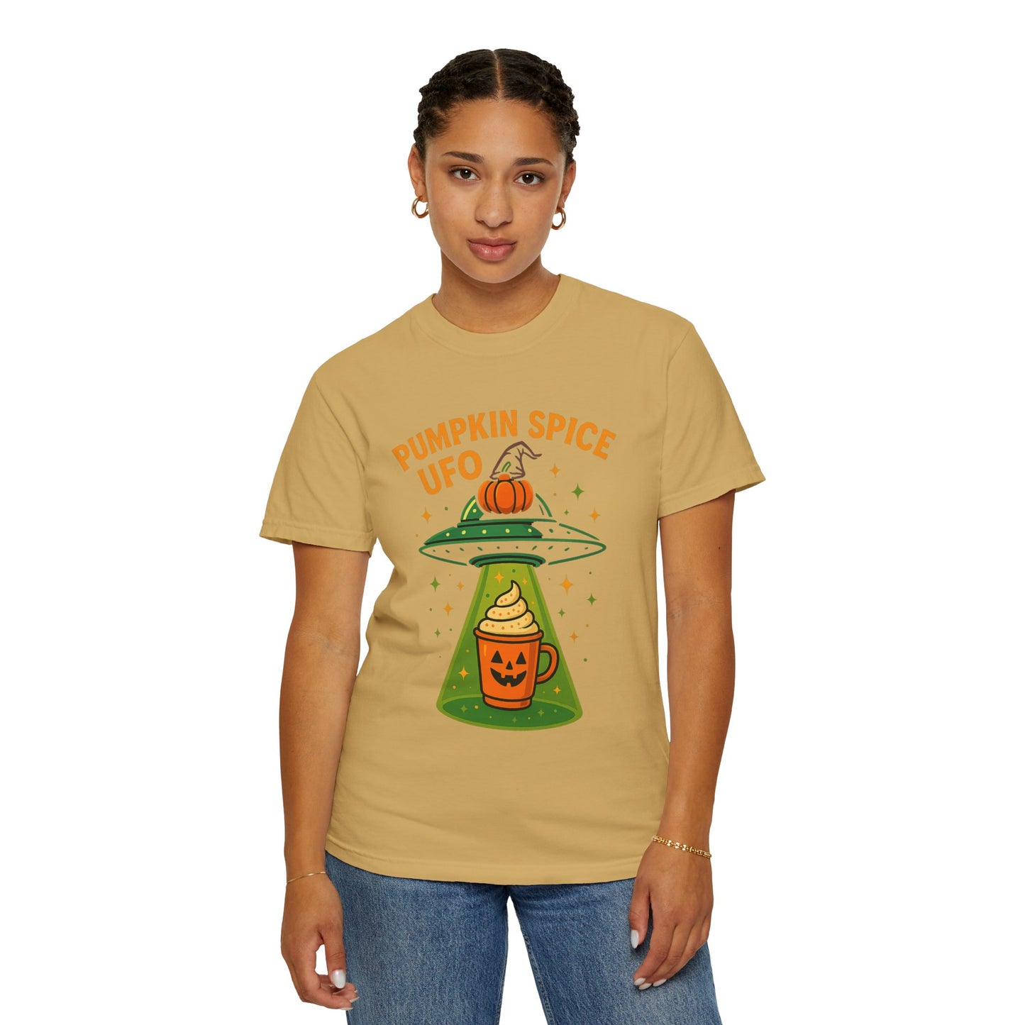 Pumpkin Spice UFO Funny Alien Abduction Coffee T-Shirt