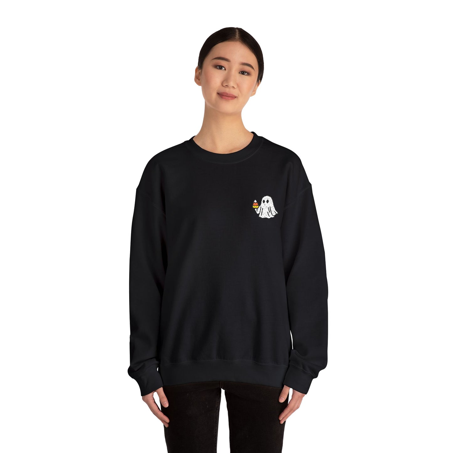 Retro Candy Corn Ghost Embroidered Sweatshirt