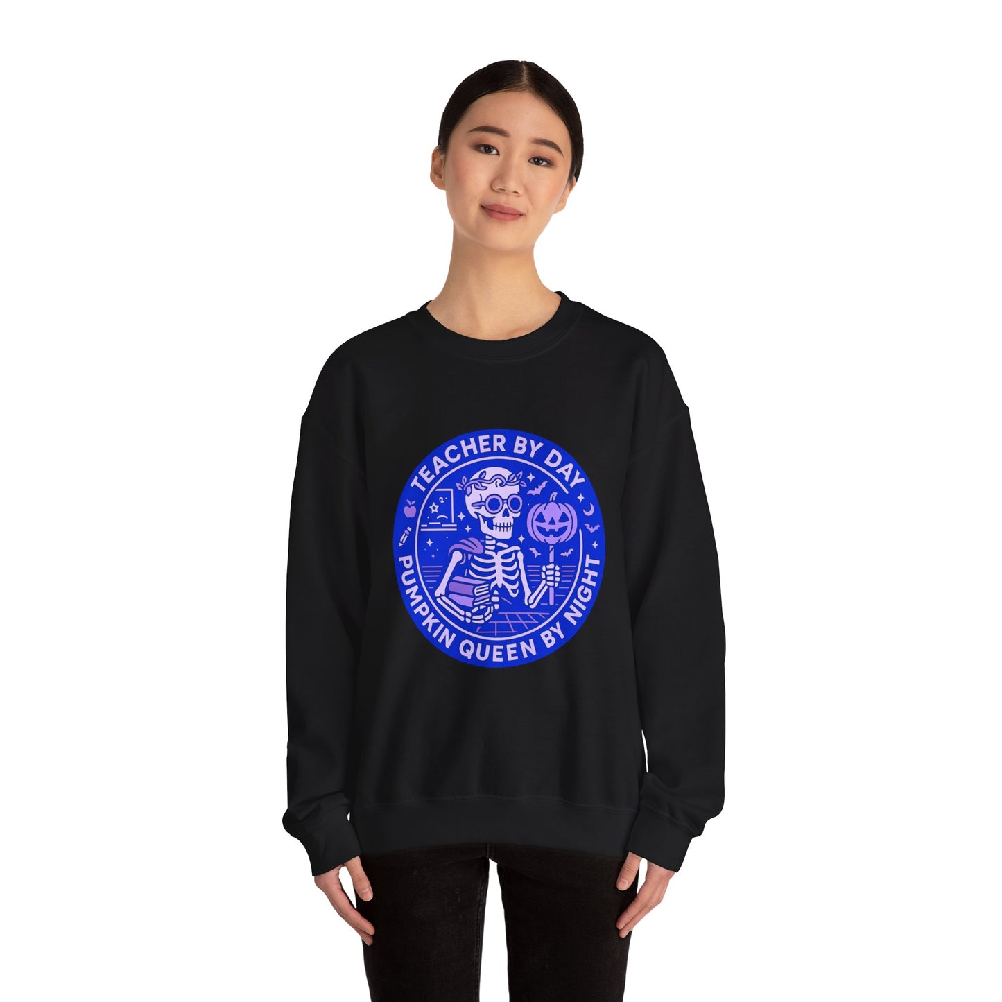 Teacher by Day, Pumpkin Queen by Night Crewneck Sweatshirt
