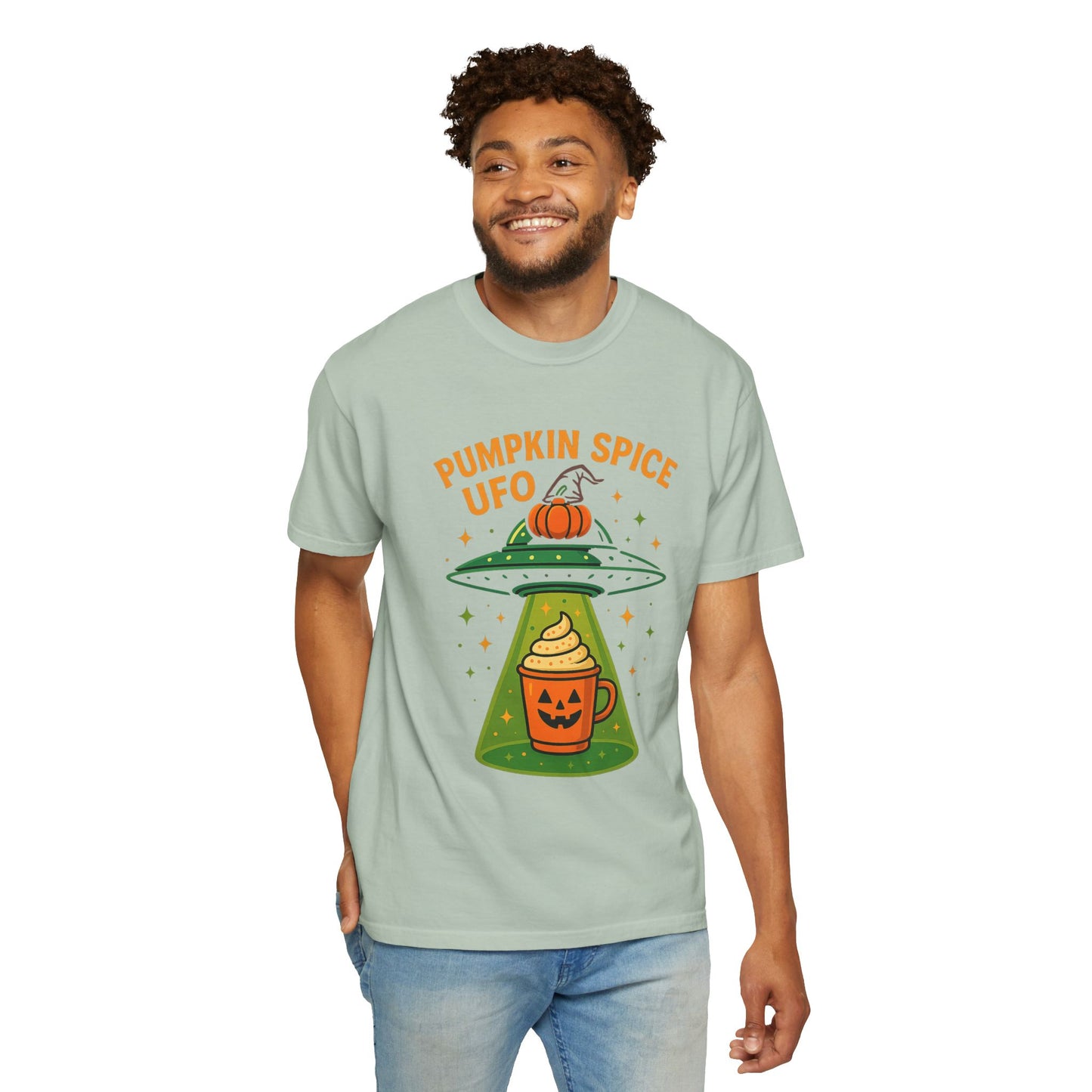 Pumpkin Spice UFO Funny Alien Abduction Coffee T-Shirt