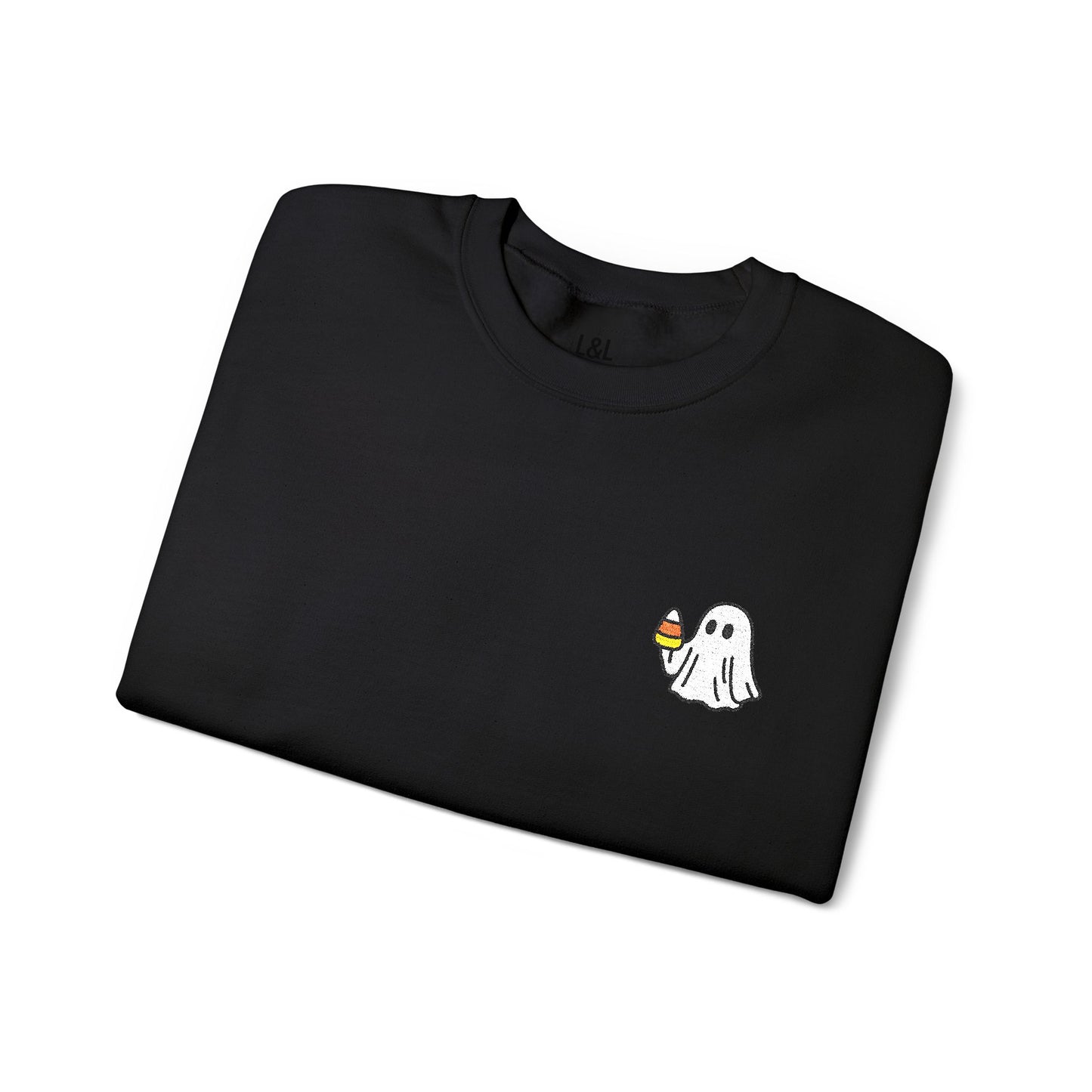 Retro Candy Corn Ghost Embroidered Sweatshirt