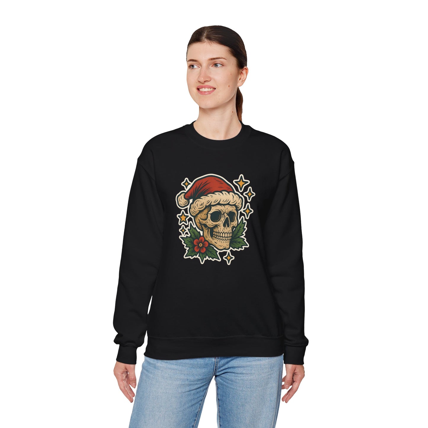 Santa Skull Christmas Floral Sweatshirt