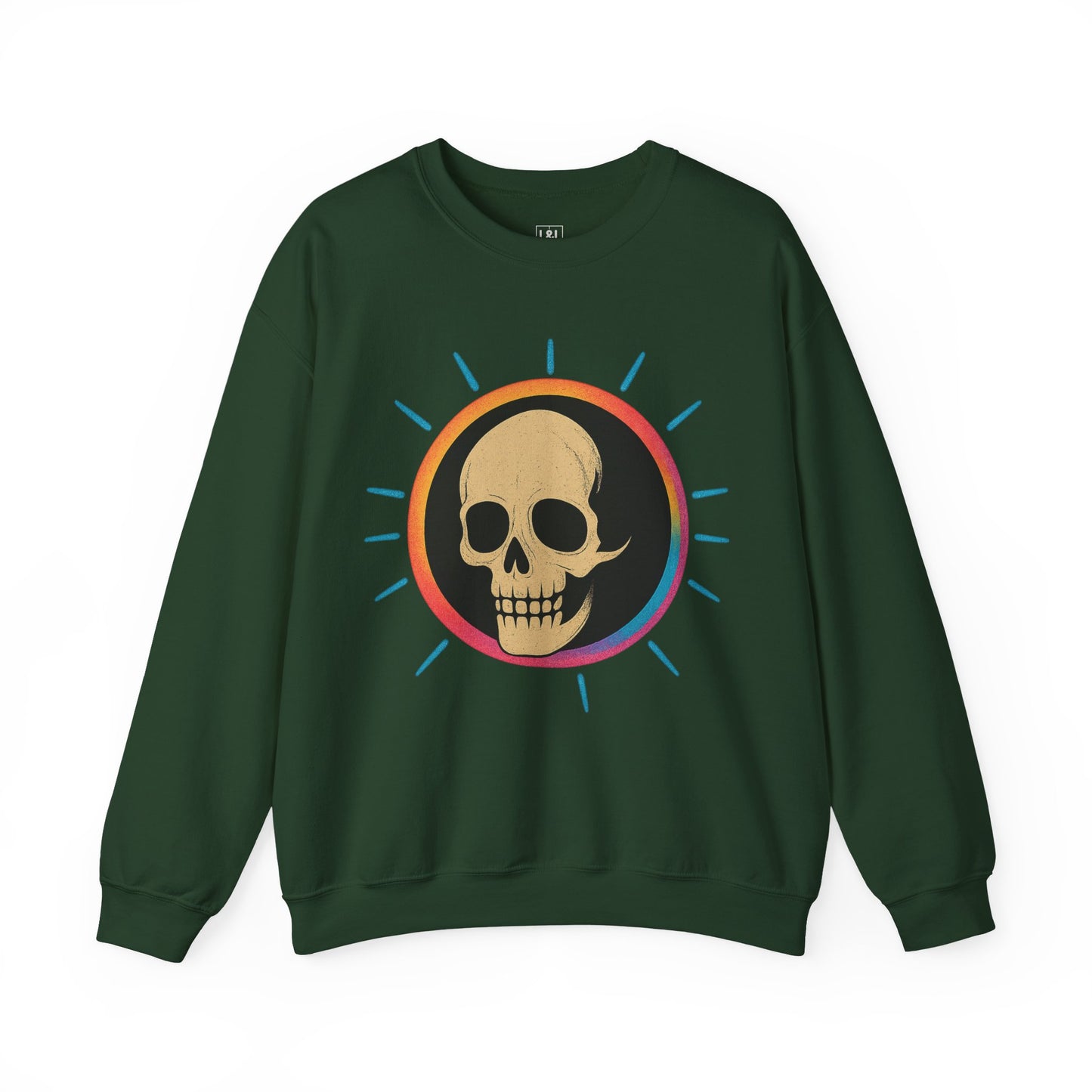 Retro Spook Neon Skull Graphic Crewneck Sweatshirt