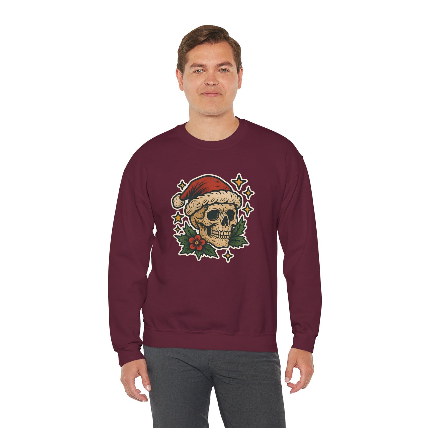 Santa Skull Christmas Floral Sweatshirt