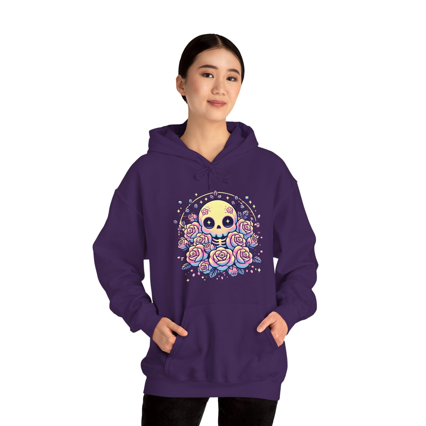 Kawaii Skull and Roses - Pastel Goth Hoodie