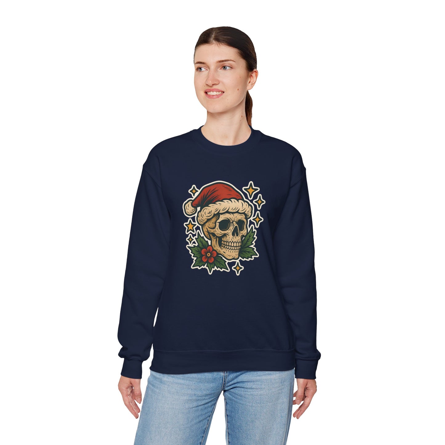 Santa Skull Christmas Floral Sweatshirt