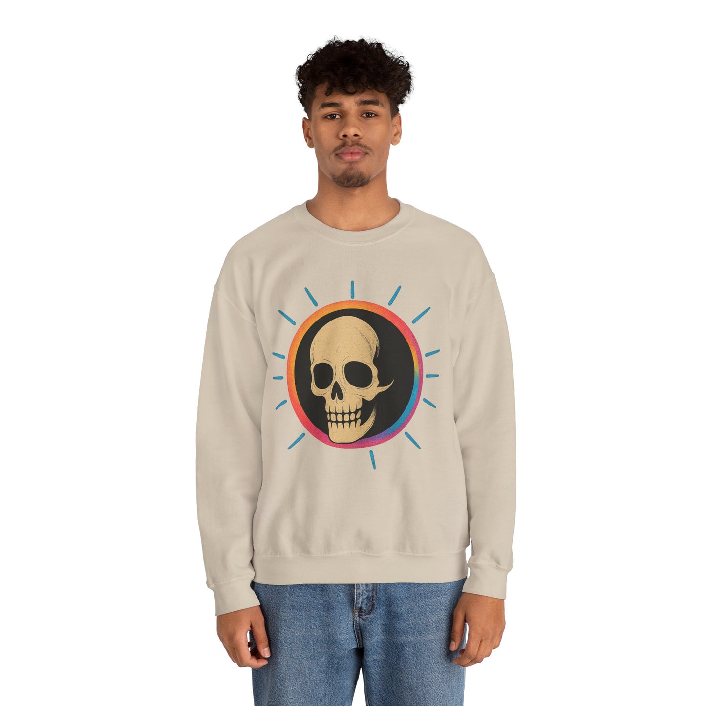 Retro Spook Neon Skull Graphic Crewneck Sweatshirt