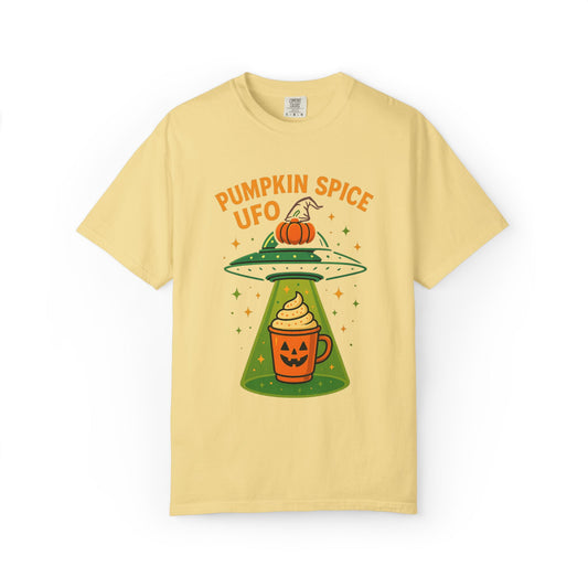 Pumpkin Spice UFO Funny Alien Abduction Coffee T-Shirt