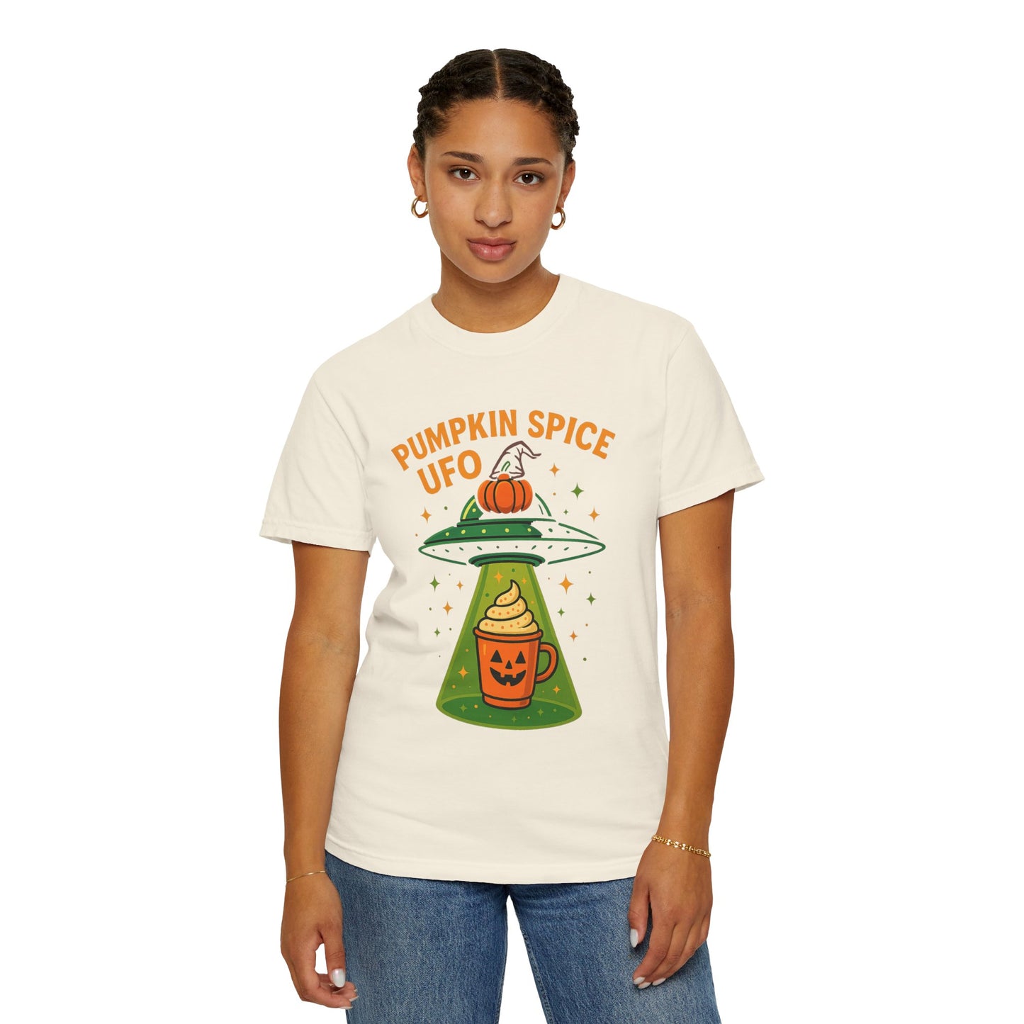 Pumpkin Spice UFO Funny Alien Abduction Coffee T-Shirt