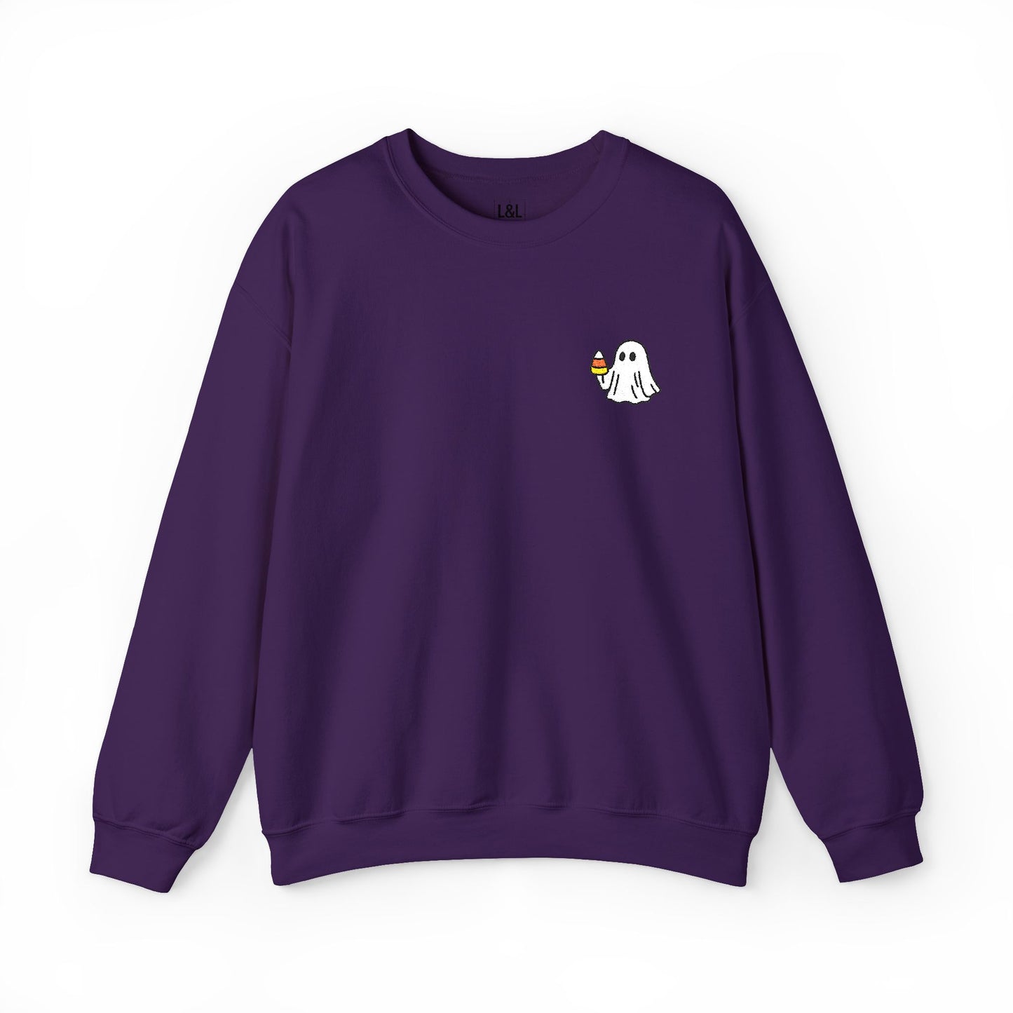 Retro Candy Corn Ghost Embroidered Sweatshirt
