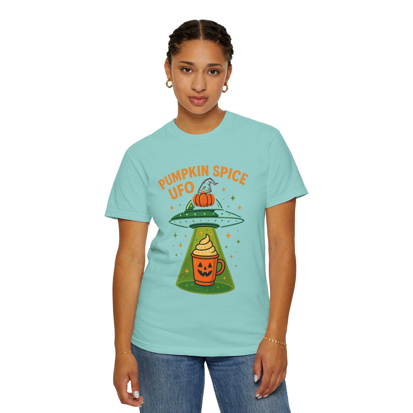 Pumpkin Spice UFO Funny Alien Abduction Coffee T-Shirt