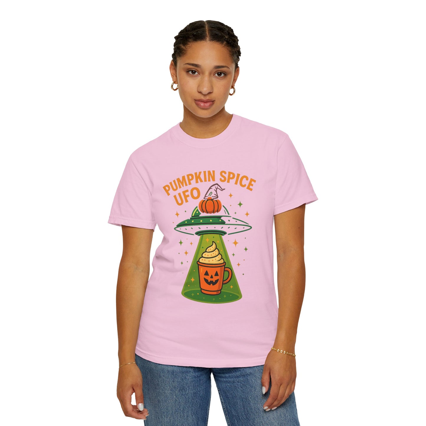 Pumpkin Spice UFO Funny Alien Abduction Coffee T-Shirt