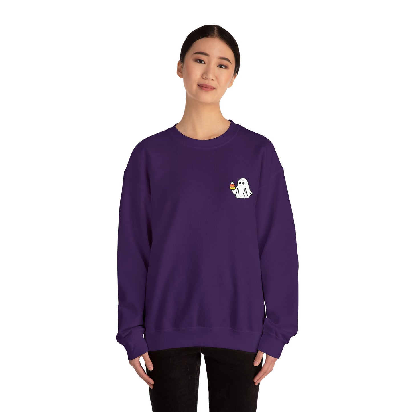 Retro Candy Corn Ghost Embroidered Sweatshirt