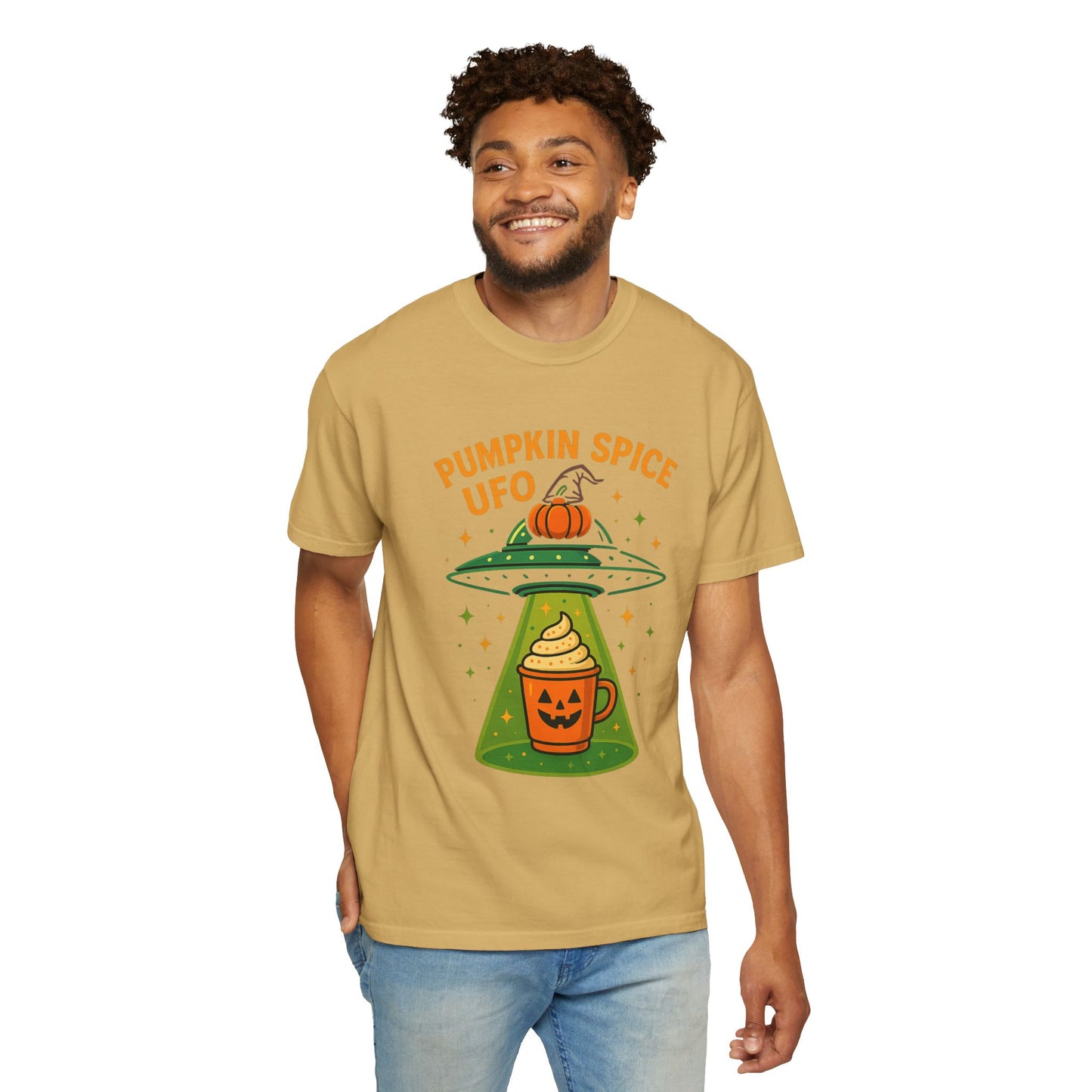Pumpkin Spice UFO Funny Alien Abduction Coffee T-Shirt