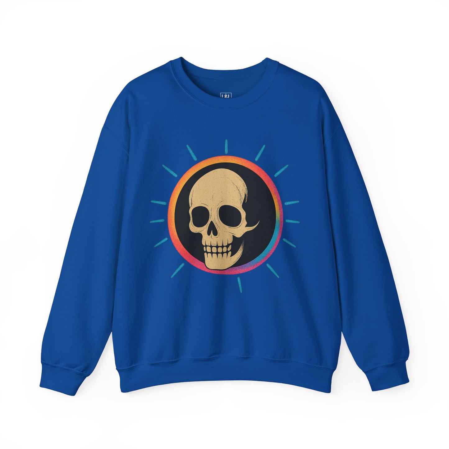 Retro Spook Neon Skull Graphic Crewneck Sweatshirt
