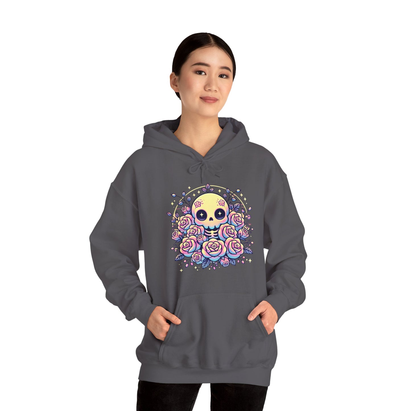 Kawaii Skull and Roses - Pastel Goth Hoodie