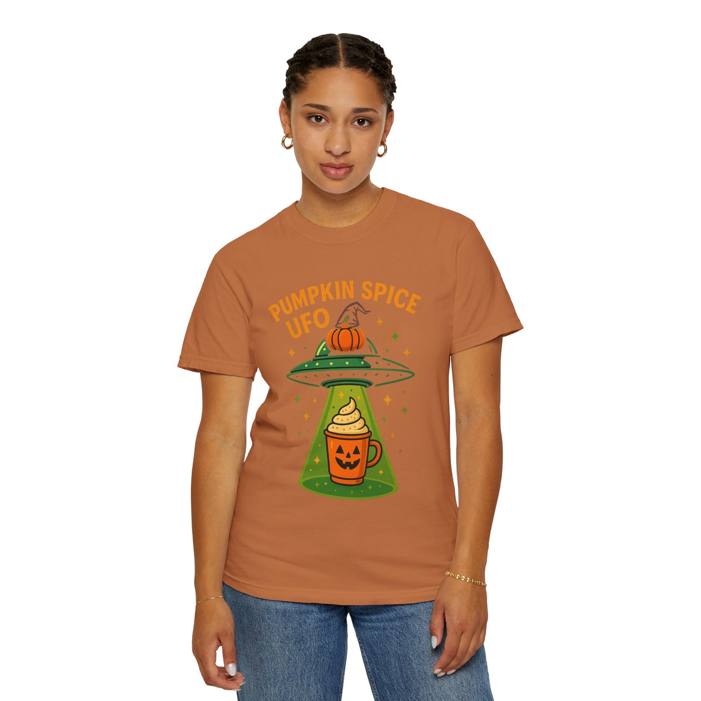 Pumpkin Spice UFO Funny Alien Abduction Coffee T-Shirt