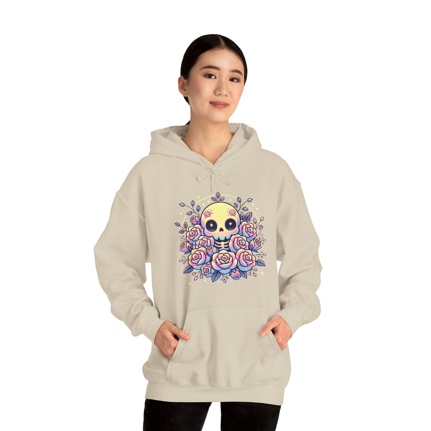 Kawaii Skull and Roses - Pastel Goth Hoodie