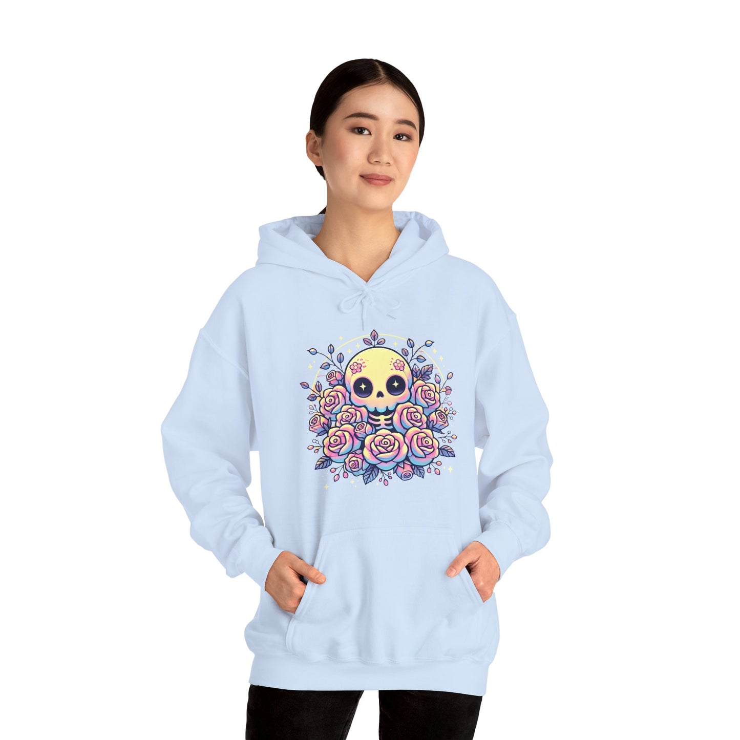 Kawaii Skull and Roses - Pastel Goth Hoodie