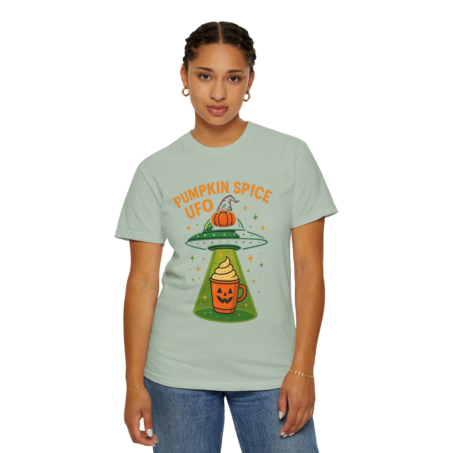 Pumpkin Spice UFO Funny Alien Abduction Coffee T-Shirt
