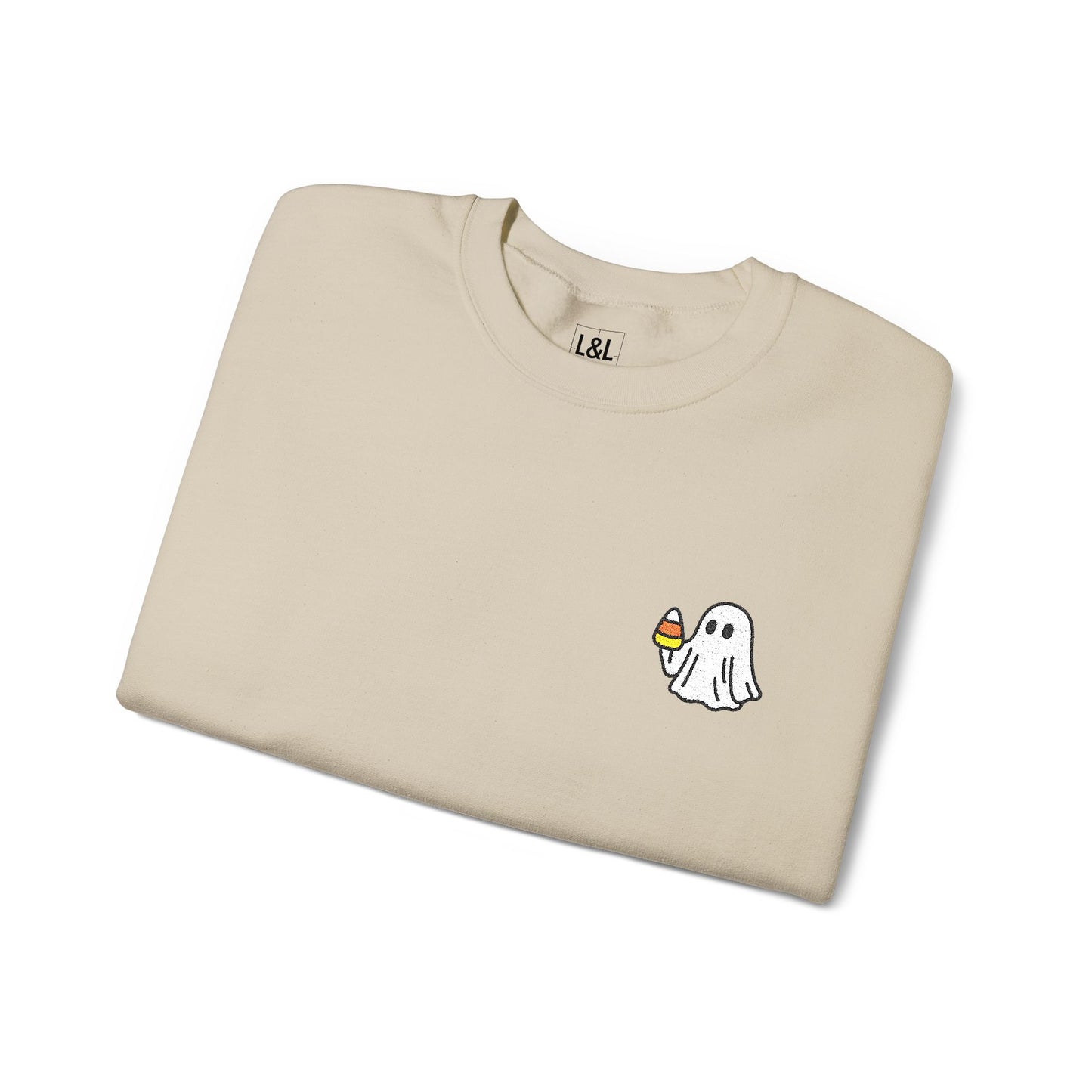 Retro Candy Corn Ghost Embroidered Sweatshirt