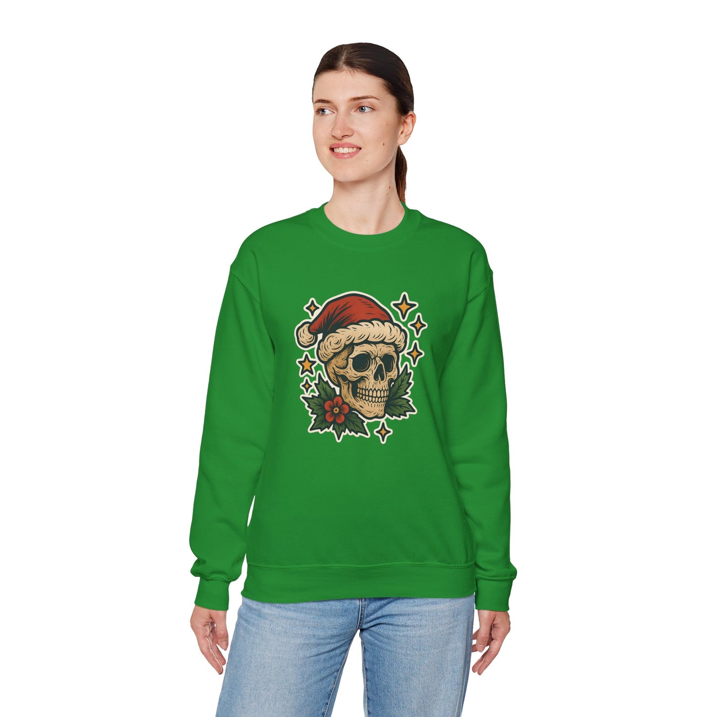 Santa Skull Christmas Floral Sweatshirt