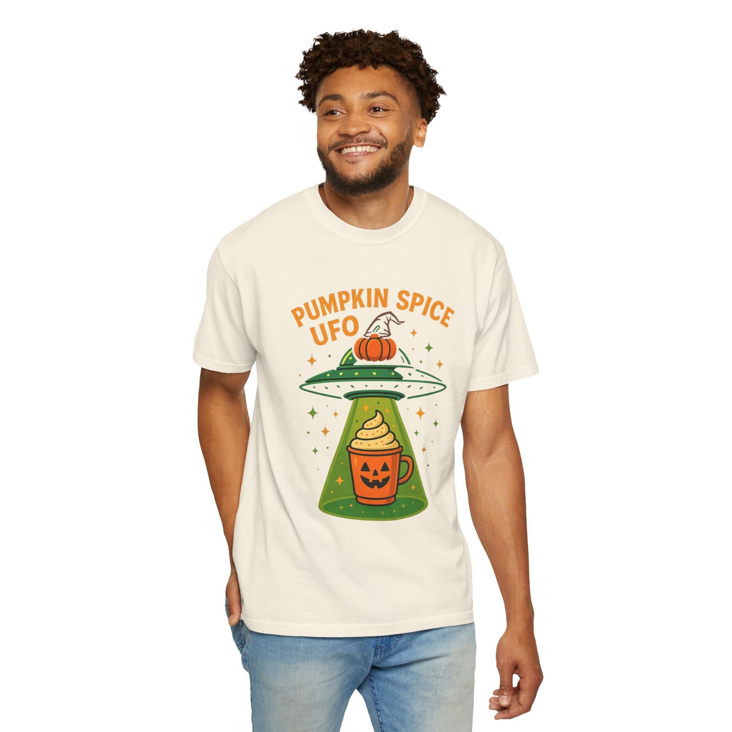 Pumpkin Spice UFO Funny Alien Abduction Coffee T-Shirt