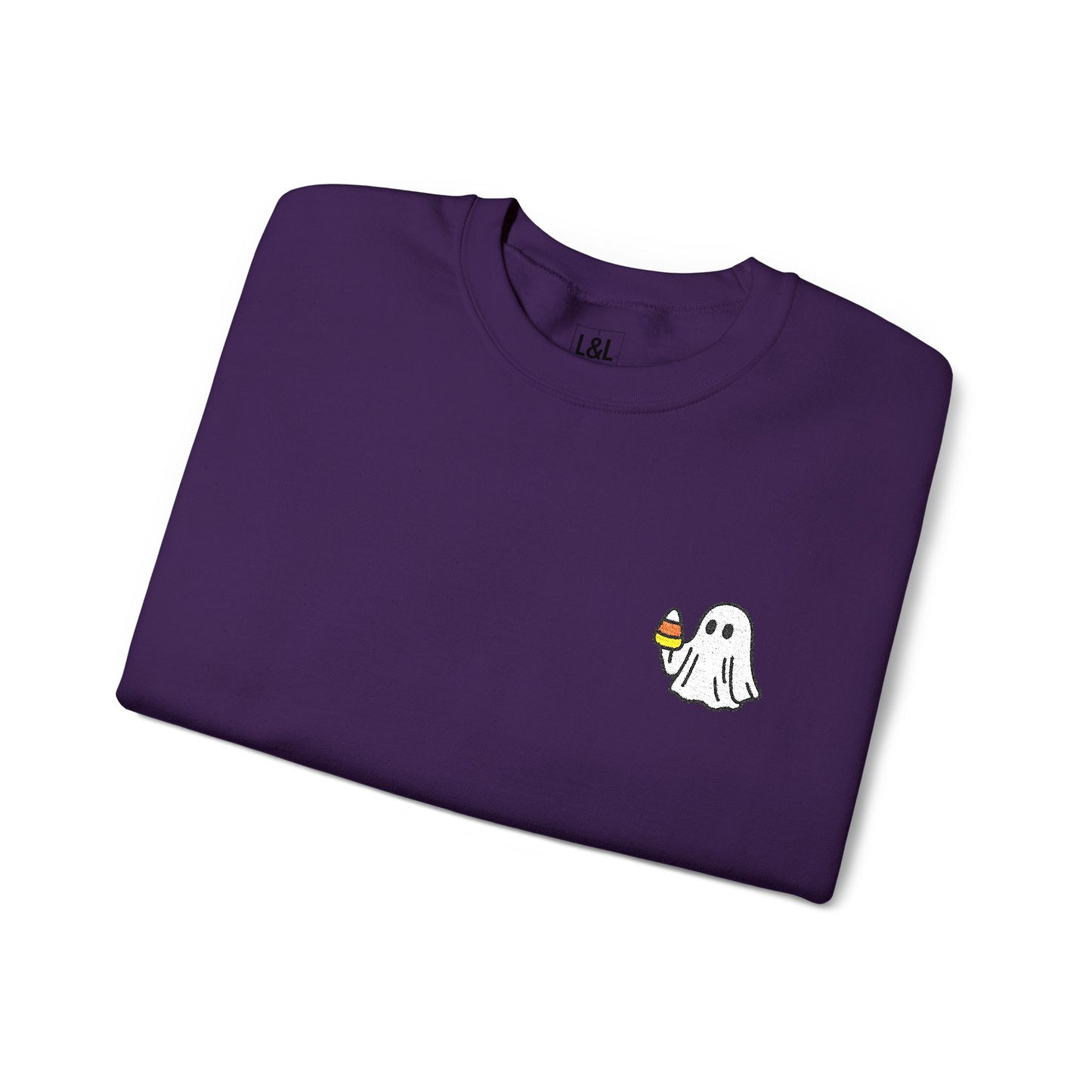 Retro Candy Corn Ghost Embroidered Sweatshirt