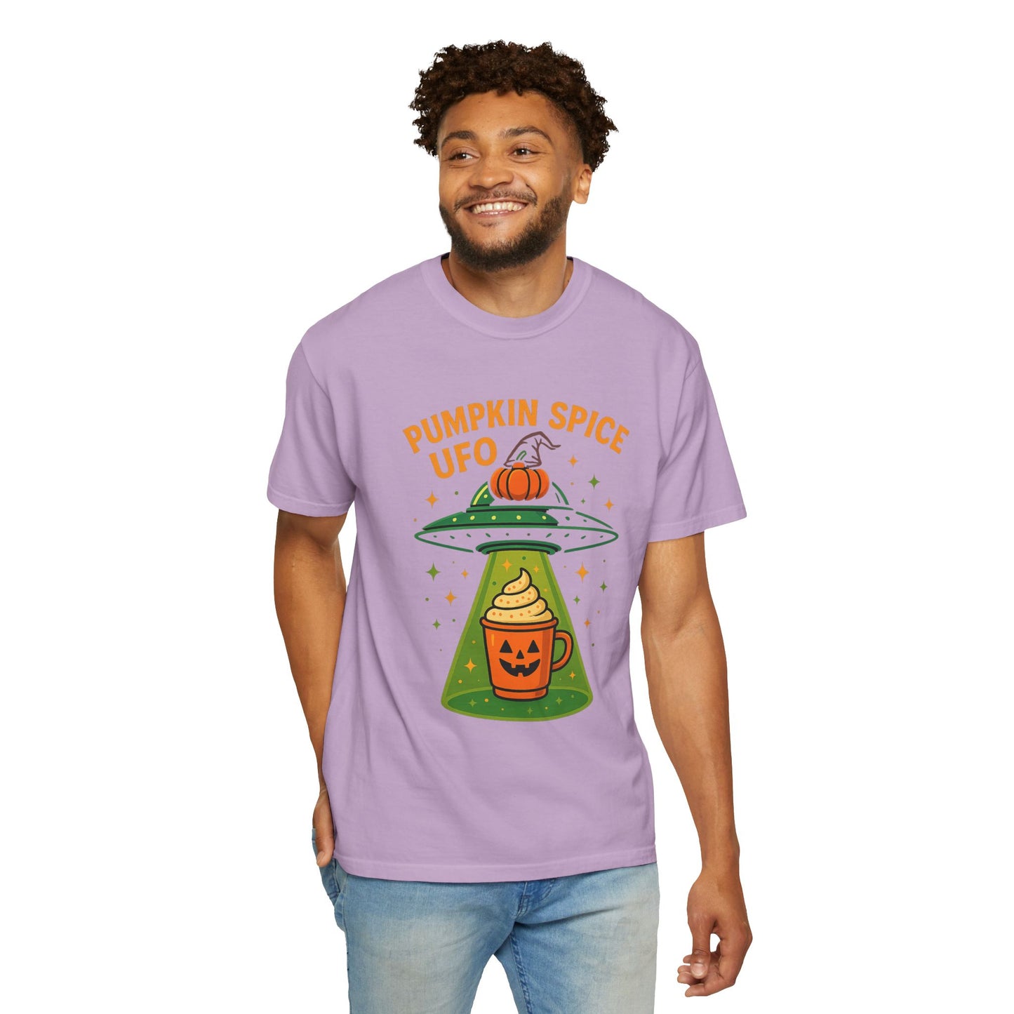 Pumpkin Spice UFO Funny Alien Abduction Coffee T-Shirt