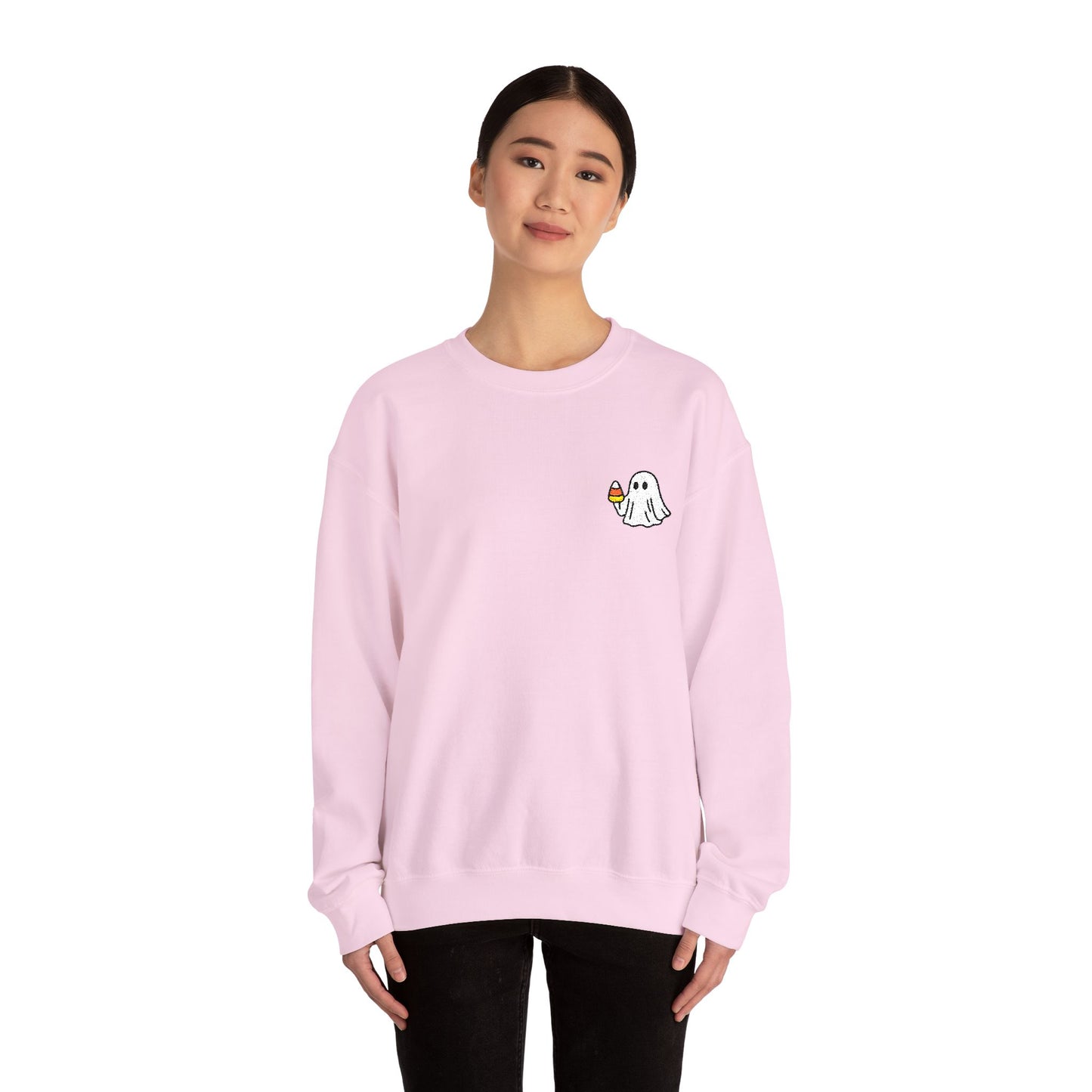Retro Candy Corn Ghost Embroidered Sweatshirt