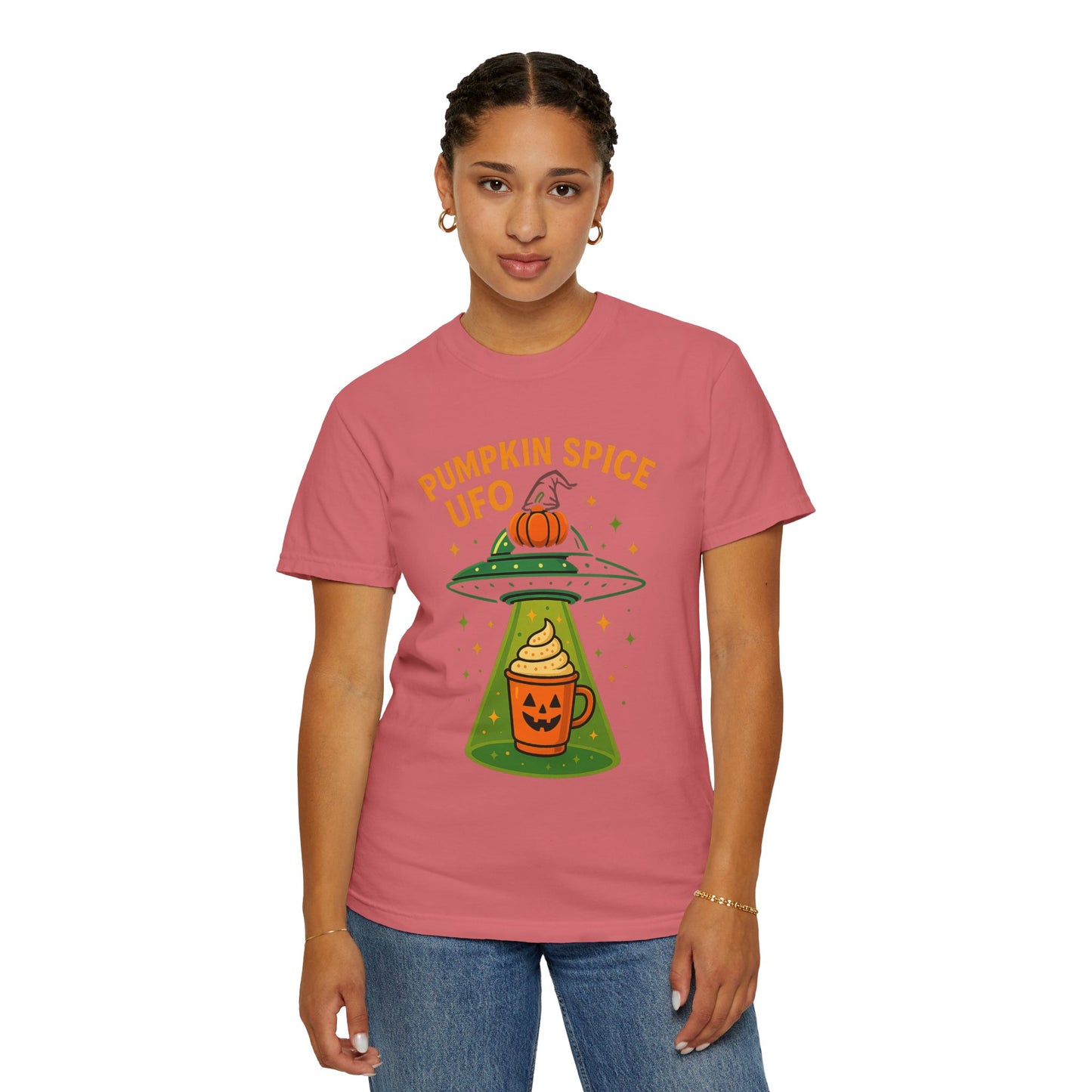 Pumpkin Spice UFO Funny Alien Abduction Coffee T-Shirt