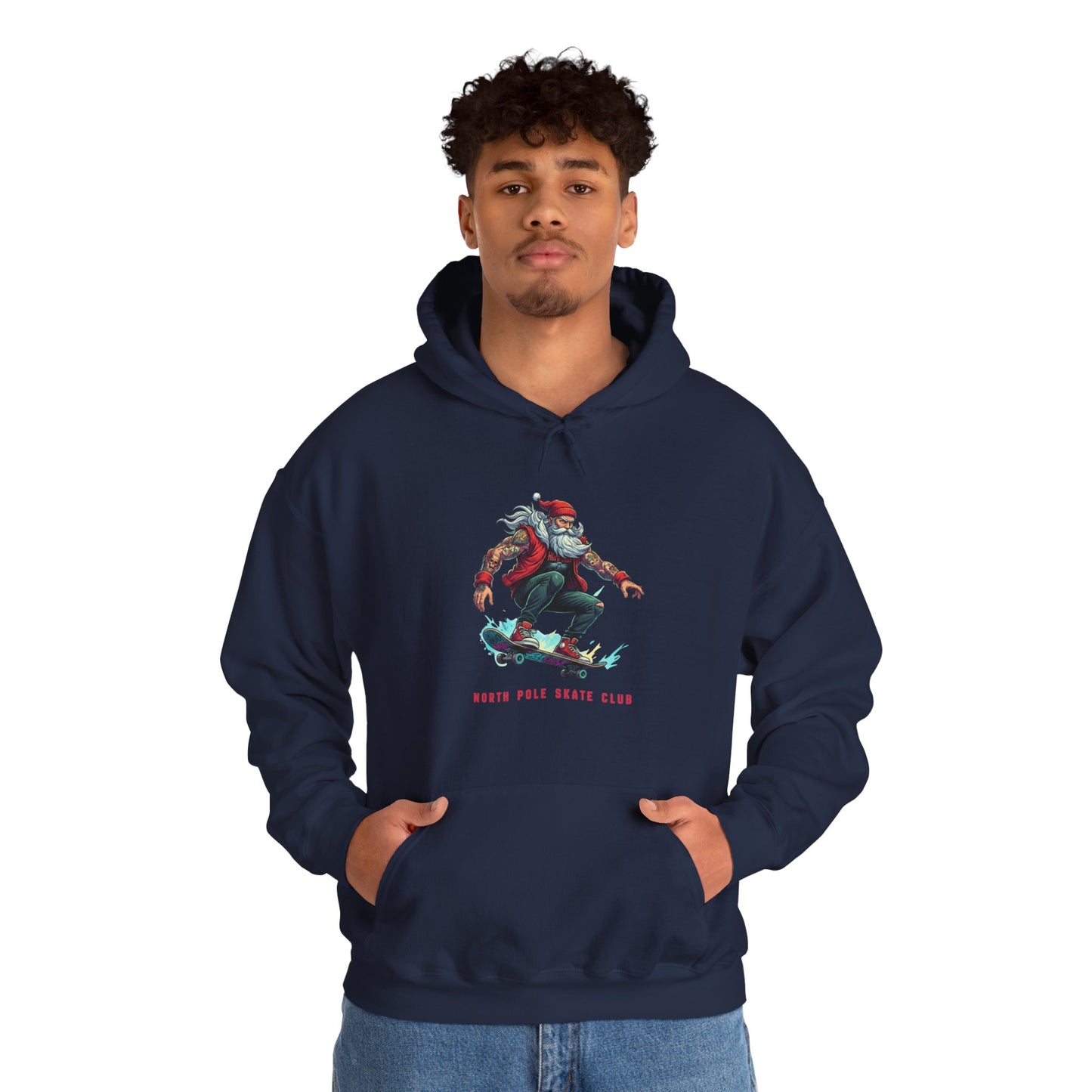 Retro Santa North Pole Skate Club Christmas Hoodie