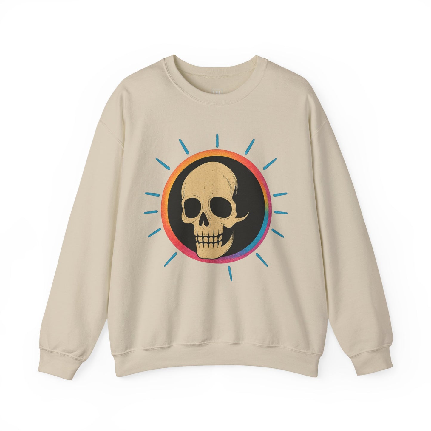 Retro Spook Neon Skull Graphic Crewneck Sweatshirt