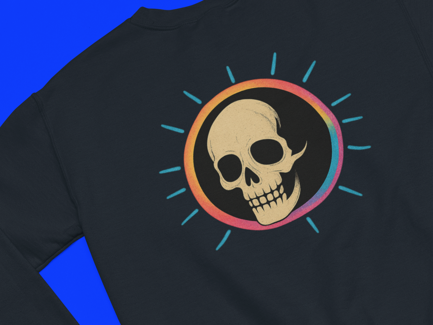 Retro Spook Neon Skull Graphic Crewneck Sweatshirt