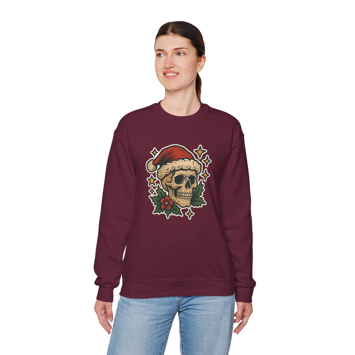 Santa Skull Christmas Floral Sweatshirt