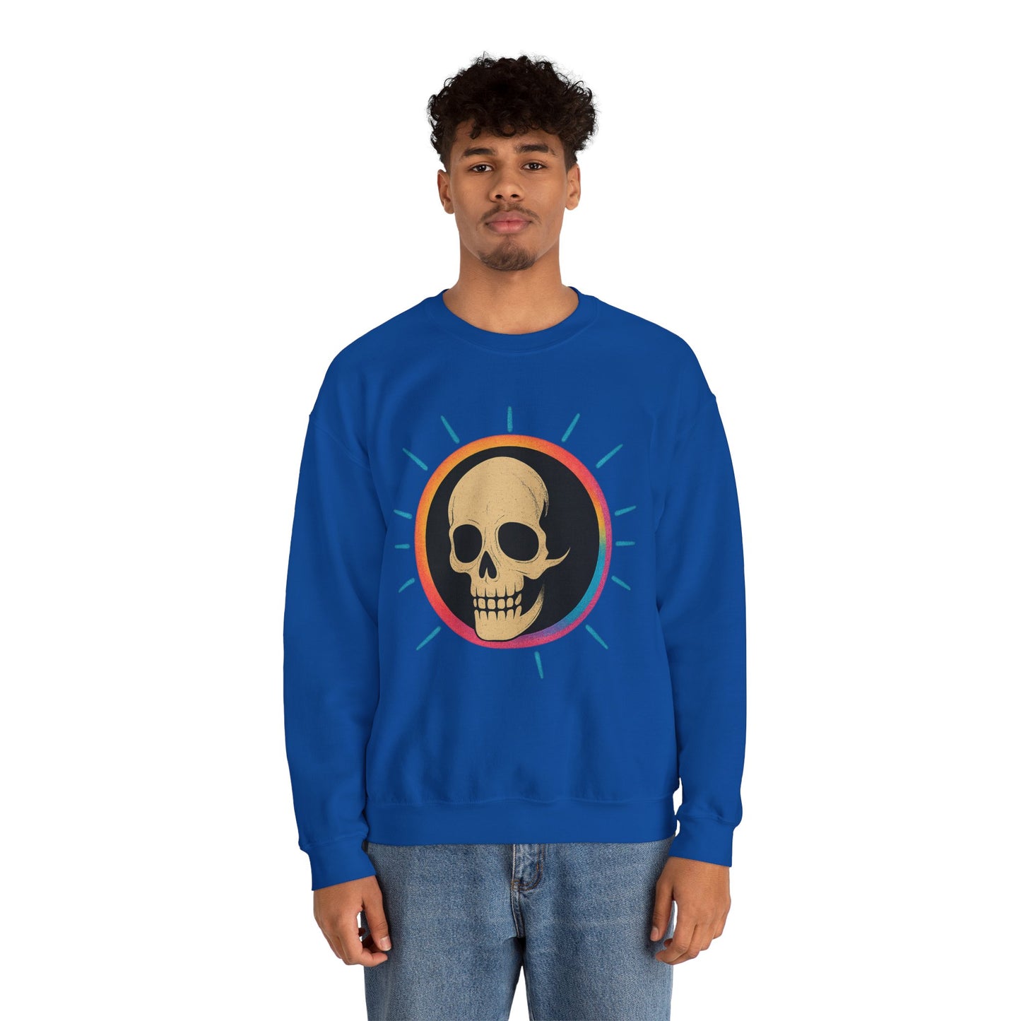 Retro Spook Neon Skull Graphic Crewneck Sweatshirt