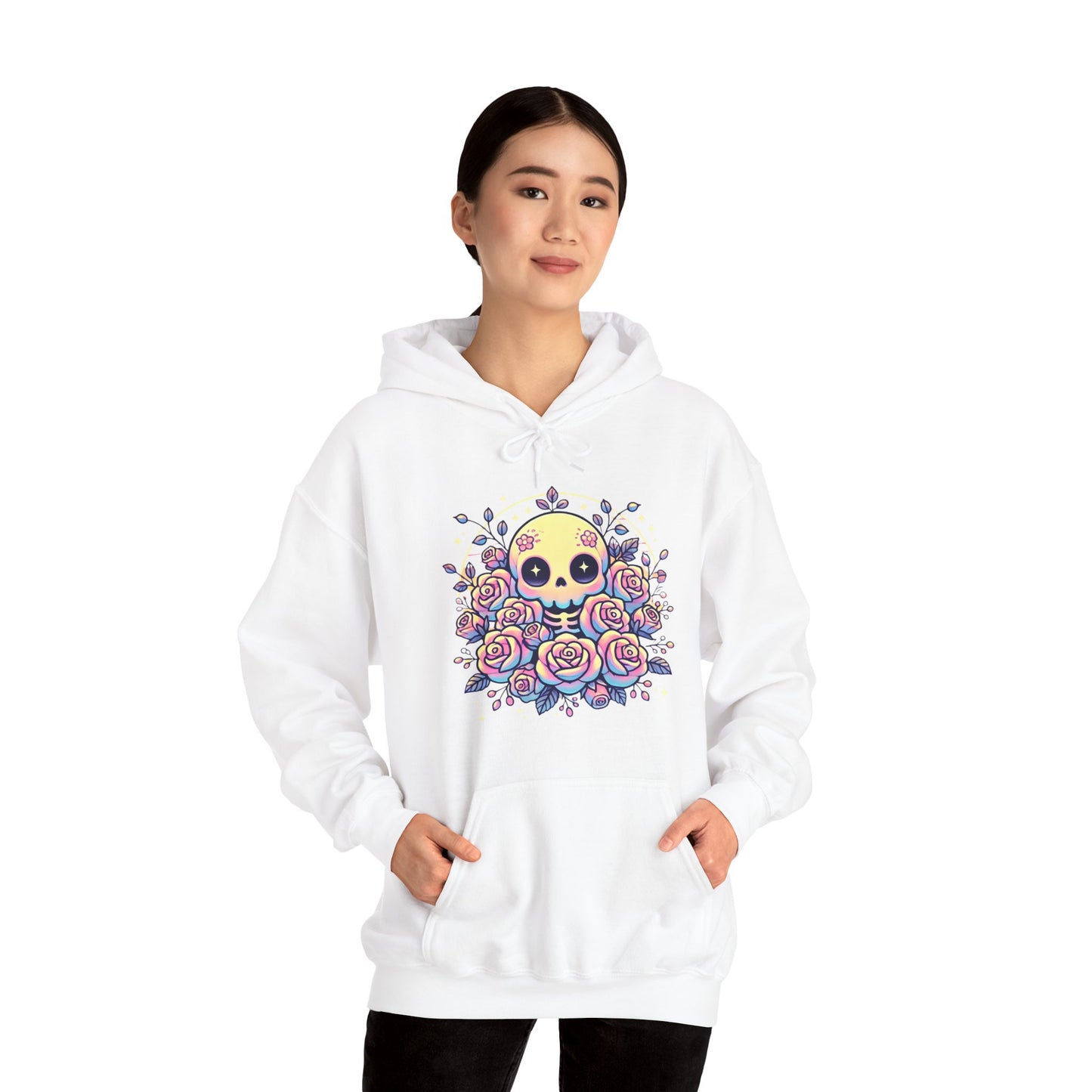 Kawaii Skull and Roses - Pastel Goth Hoodie