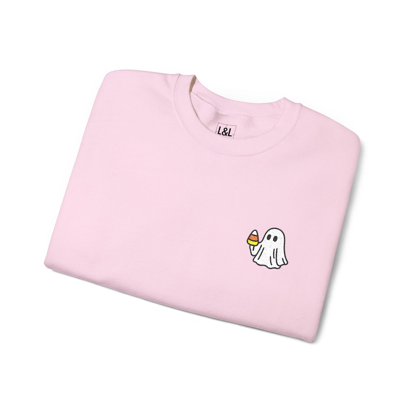 Retro Candy Corn Ghost Embroidered Sweatshirt
