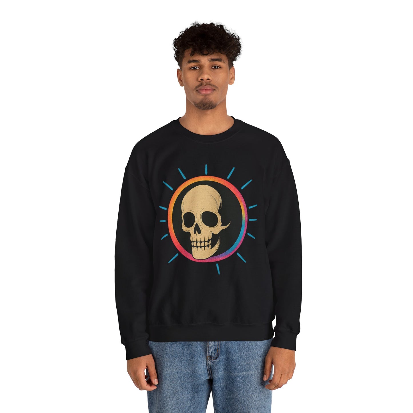 Retro Spook Neon Skull Graphic Crewneck Sweatshirt