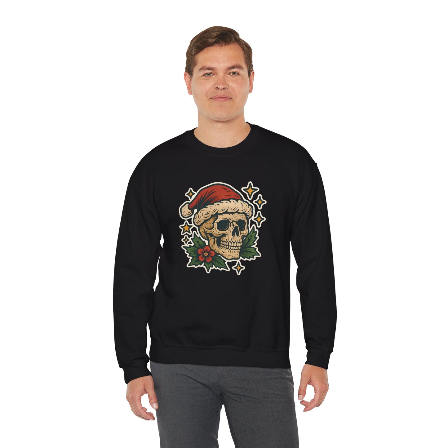 Santa Skull Christmas Floral Sweatshirt