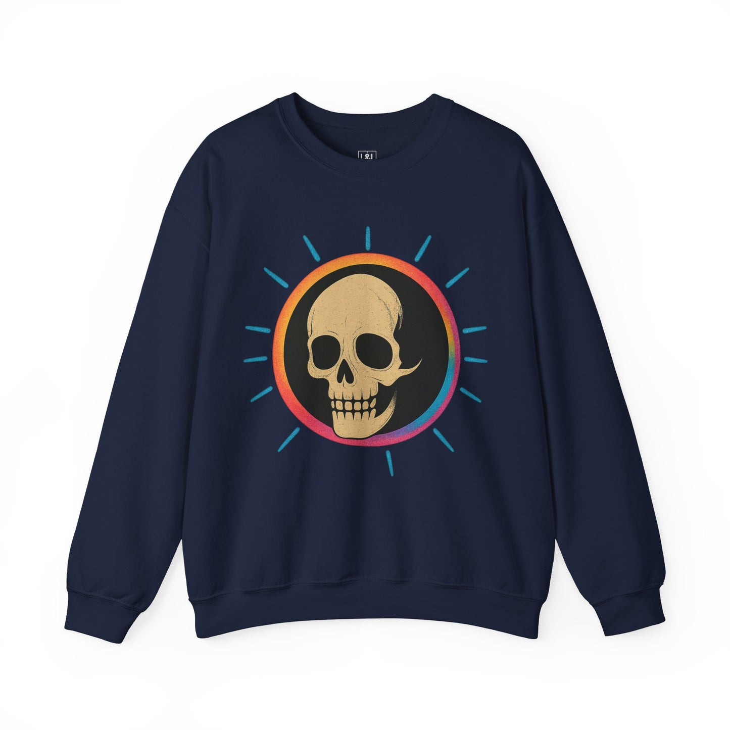 Retro Spook Neon Skull Graphic Crewneck Sweatshirt
