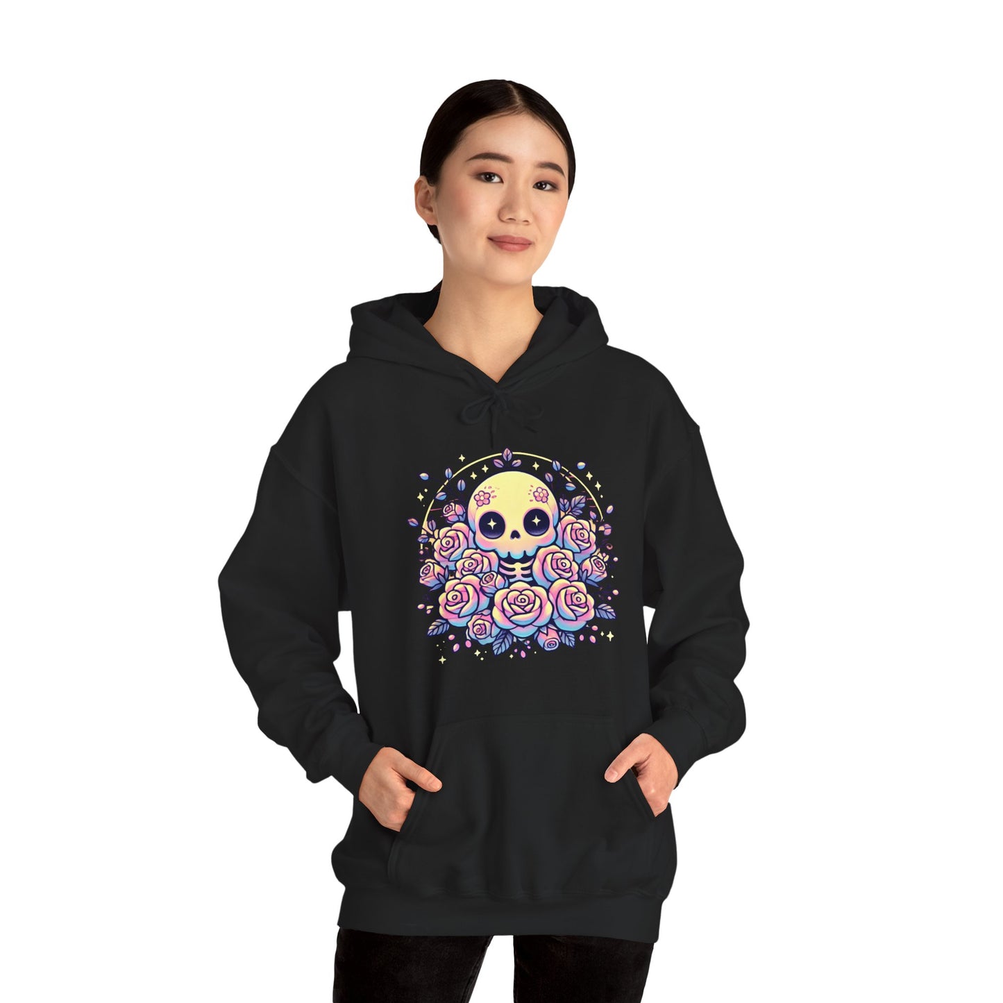 Kawaii Skull and Roses - Pastel Goth Hoodie