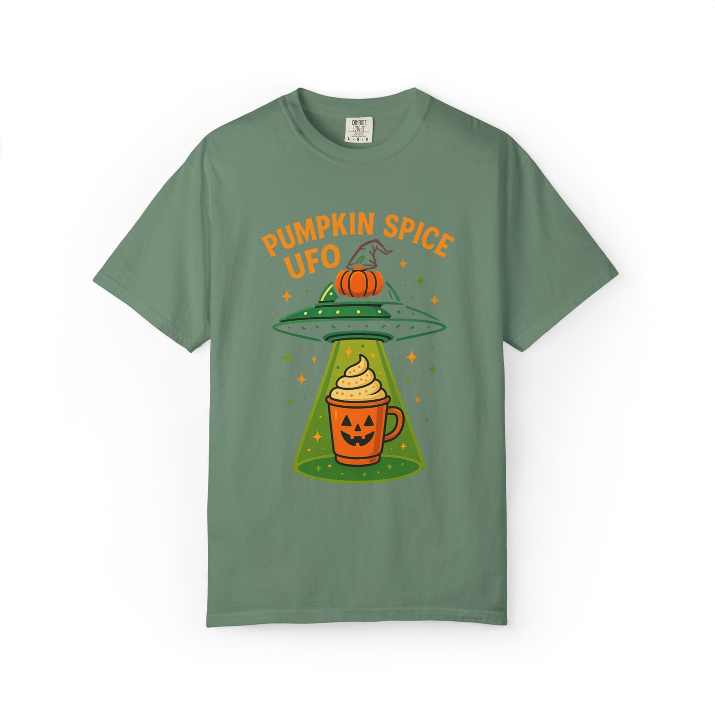 Pumpkin Spice UFO Funny Alien Abduction Coffee T-Shirt