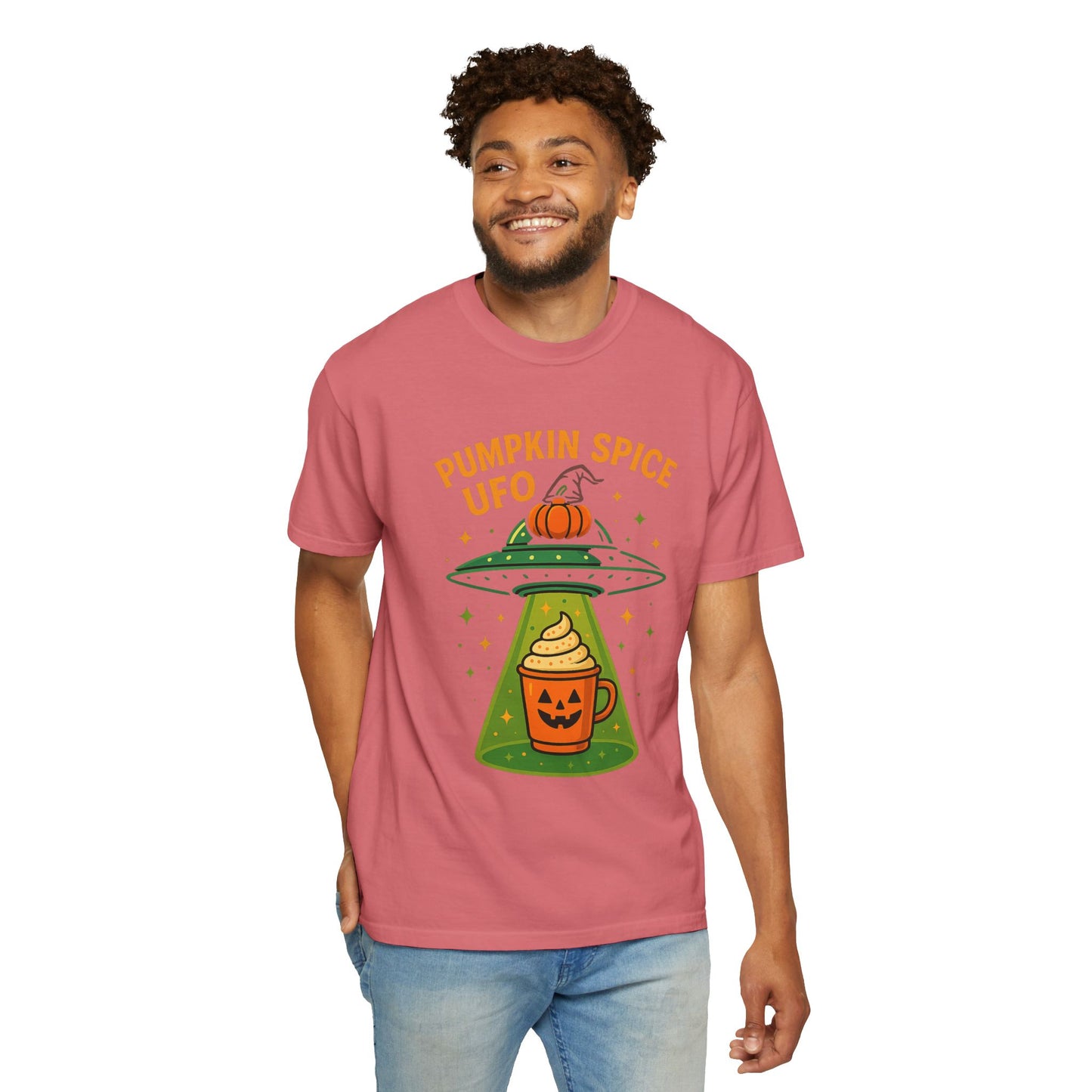 Pumpkin Spice UFO Funny Alien Abduction Coffee T-Shirt