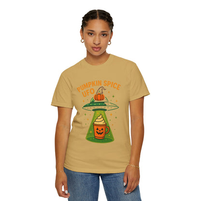 Pumpkin Spice UFO Funny Alien Abduction Coffee T-Shirt