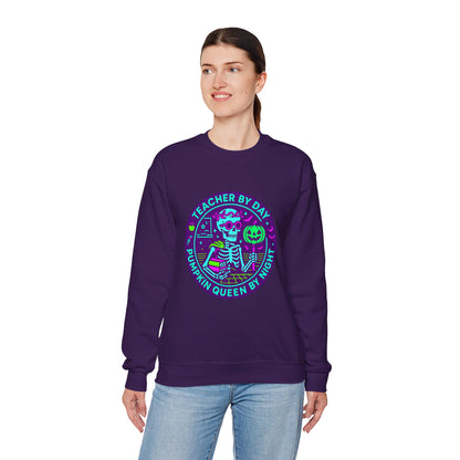Teacher by Day, Pumpkin Queen by Night Crewneck Sweatshirt