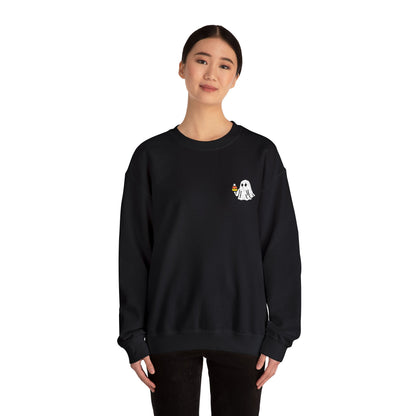 Retro Candy Corn Ghost Embroidered Sweatshirt