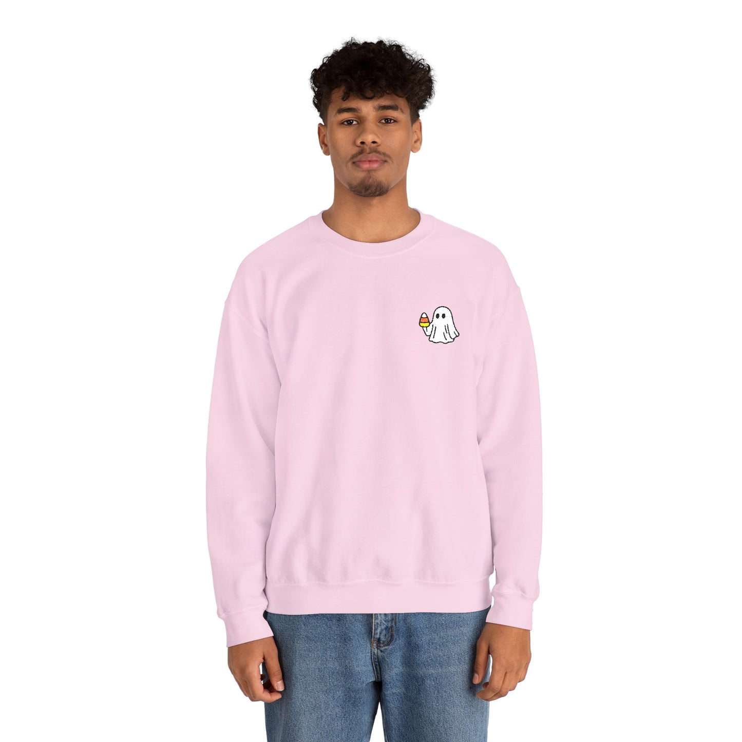 Retro Candy Corn Ghost Embroidered Sweatshirt