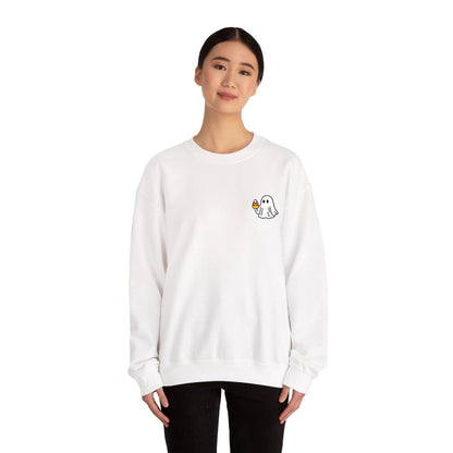 Retro Candy Corn Ghost Embroidered Sweatshirt