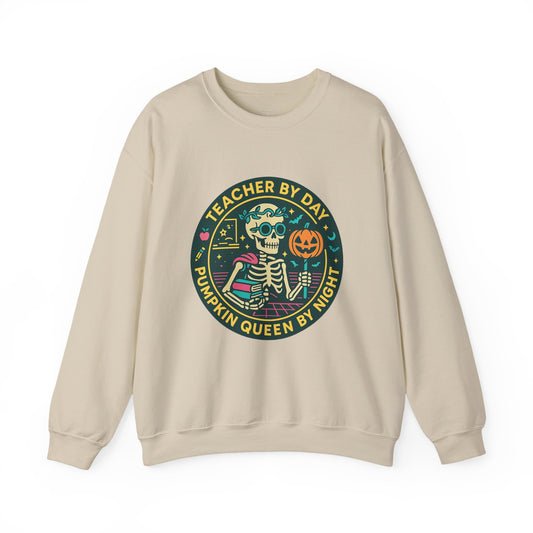 Teacher by Day, Pumpkin Queen by Night Crewneck Sweatshirt